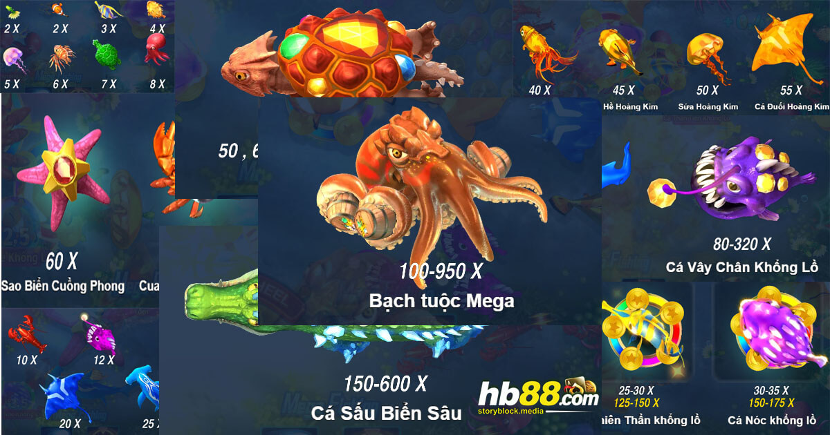 Bảng trả thưởng game Vua Bắn Cá “JILI” tại danh mục Bắn Cá HB88