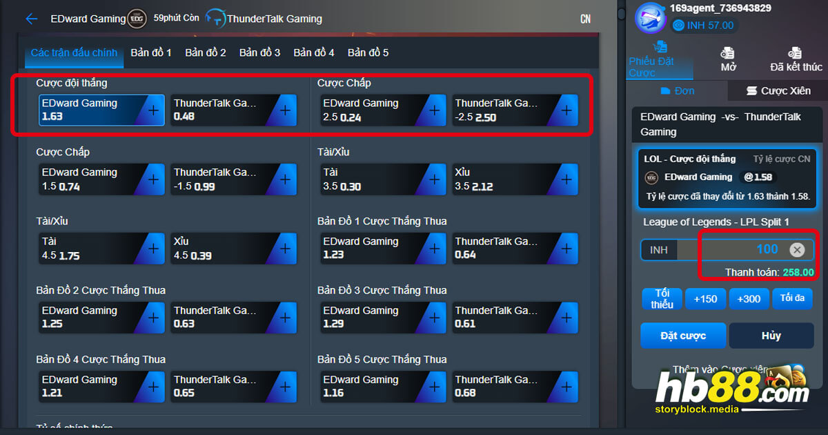 Hướng dẫn cược đội thắng (LOL) E-Sport HB88