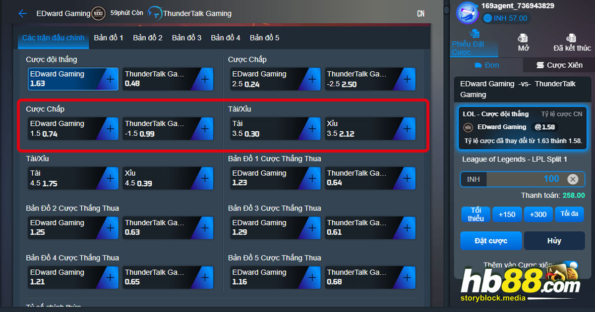 Hướng dẫn cược chấp (LOL) E-Sport HB88