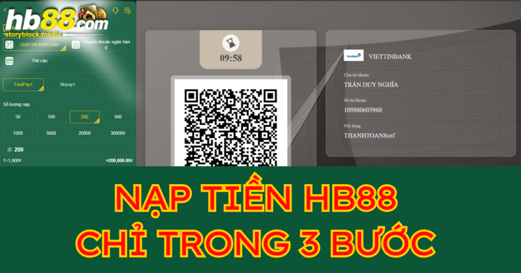 Hướng dẫn nạp tiền HB88 nhanh chóng chỉ trong 3 bước 