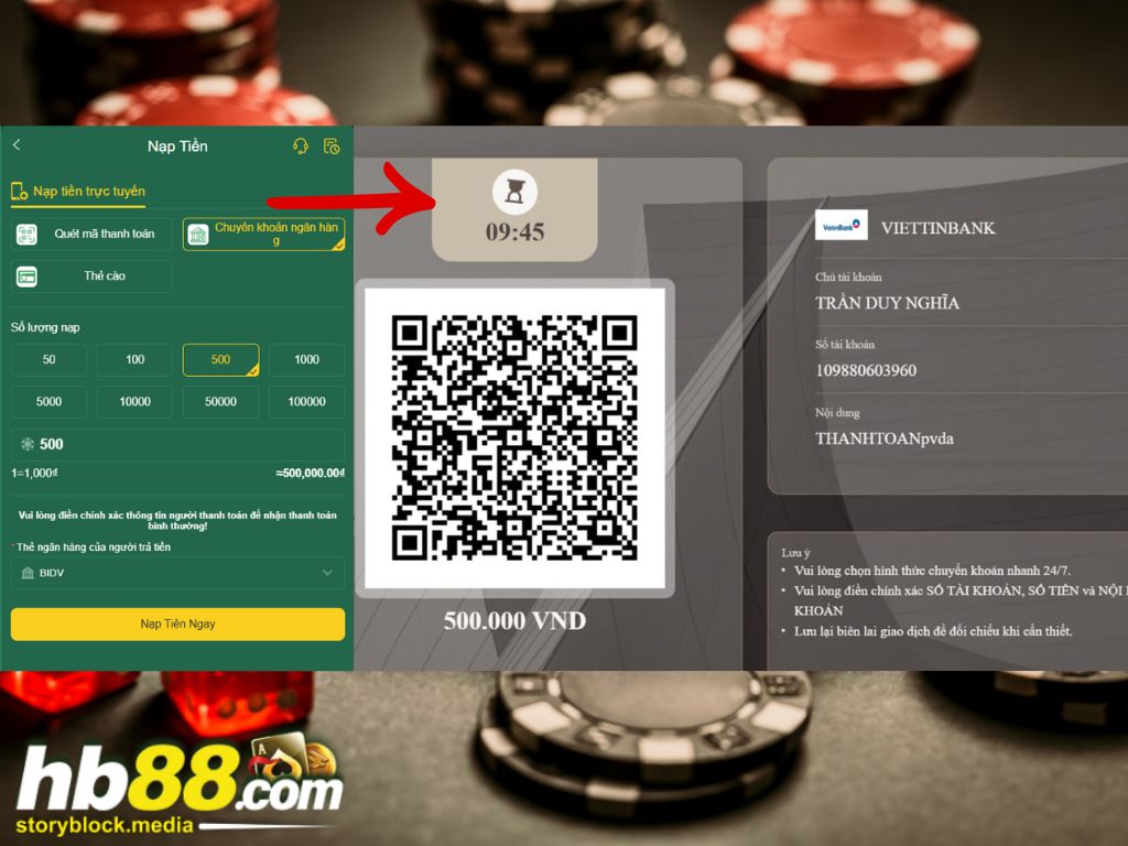 Nạp tiền HB88 qua ngân hàng