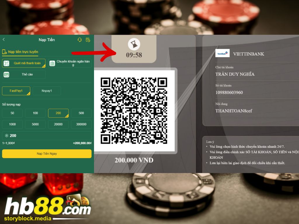 Nạp tiền HB88 qua QR